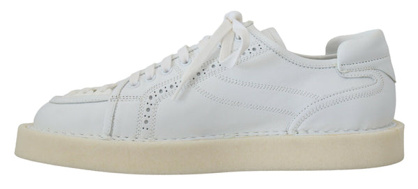 Dolce &amp; Gabbana White Leather Low Top Oxford Sneakers vapaa-ajan kengät