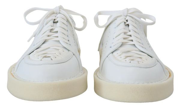 Dolce &amp; Gabbana White Leather Low Top Oxford Sneakers vapaa-ajan kengät