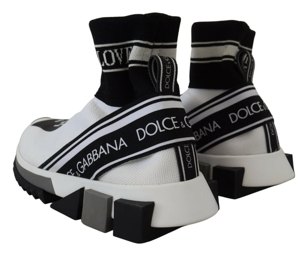 Dolce &amp; Gabbana Valkoiset Mustat Sorrento Socks Sneakers Kengät