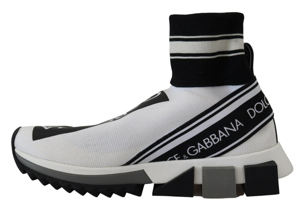 Dolce &amp; Gabbana Valkoiset Mustat Sorrento Socks Sneakers Kengät