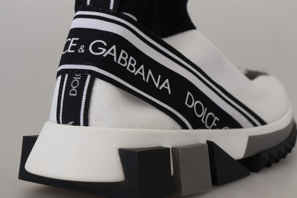 Dolce &amp; Gabbana Valkoiset Mustat Sorrento Socks Sneakers Kengät