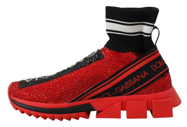 Dolce &amp; Gabbana Red Bling Sorrento Sneakers Socks -kengät