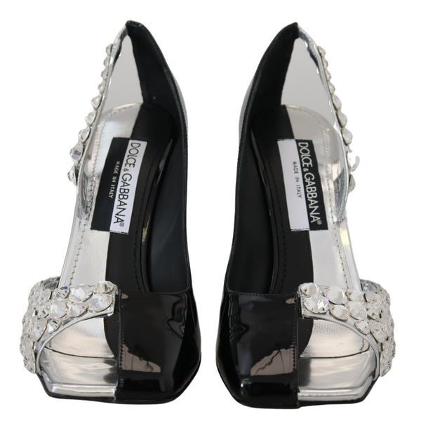 Dolce &amp; Gabbana Black Silver Crystal Double Design korkokengät