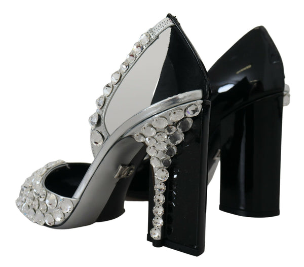 Dolce &amp; Gabbana Black Silver Crystal Double Design korkokengät