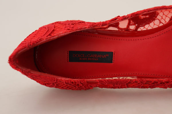 Dolce &amp; Gabbana Red Taormina Crystals Loafers Flats Kengät