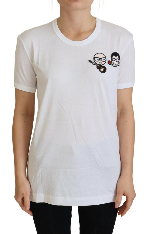 Dolce &amp; Gabbana White #dgfamily Crewneck Cotton T-paita