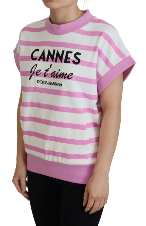 Dolce &amp; Gabbana White Pink CANNES Exclusive T-paita