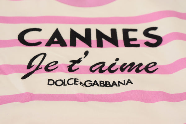 Dolce &amp; Gabbana White Pink CANNES Exclusive T-paita