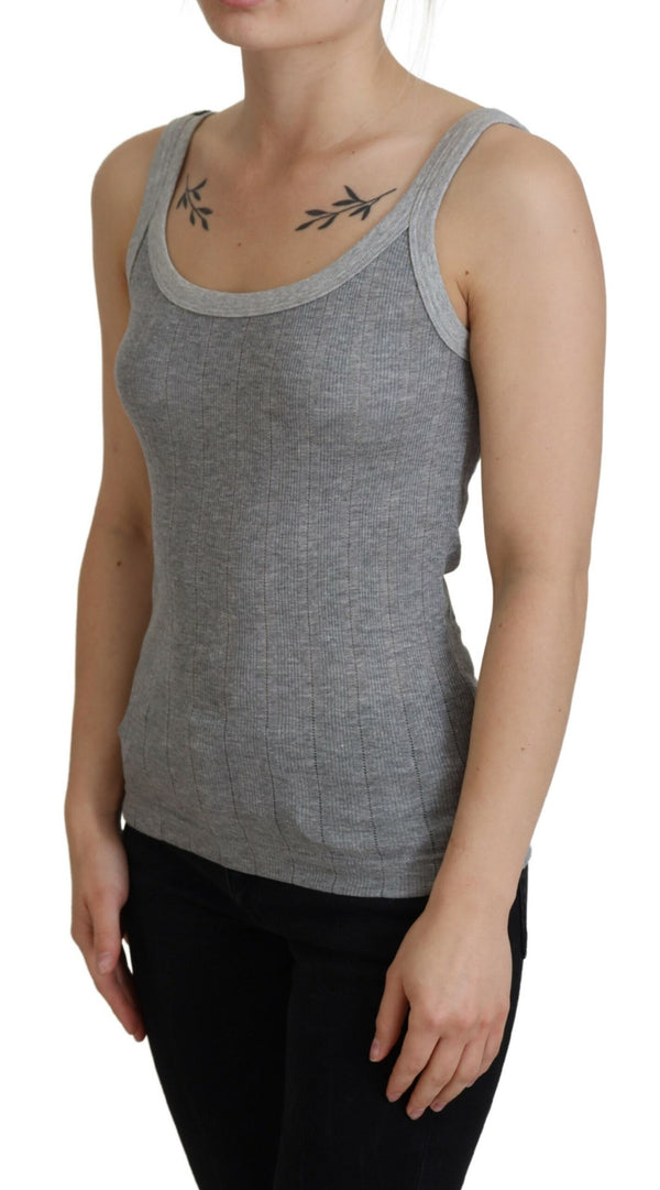 Dolce &amp; Gabbana Grey Cotton Modal Canotta Tank Top T-paita