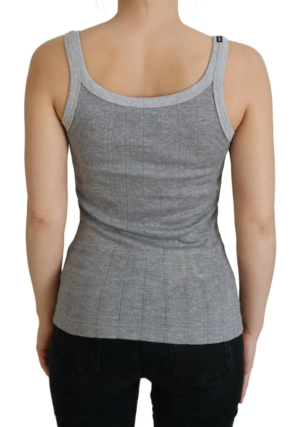 Dolce &amp; Gabbana Grey Cotton Modal Canotta Tank Top T-paita