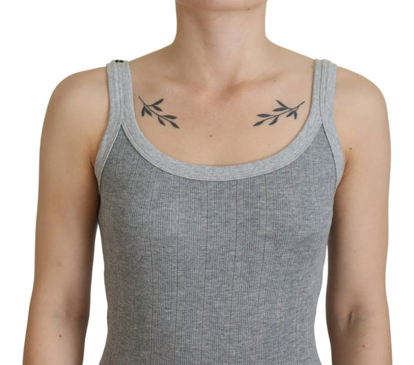 Dolce &amp; Gabbana Grey Cotton Modal Canotta Tank Top T-paita