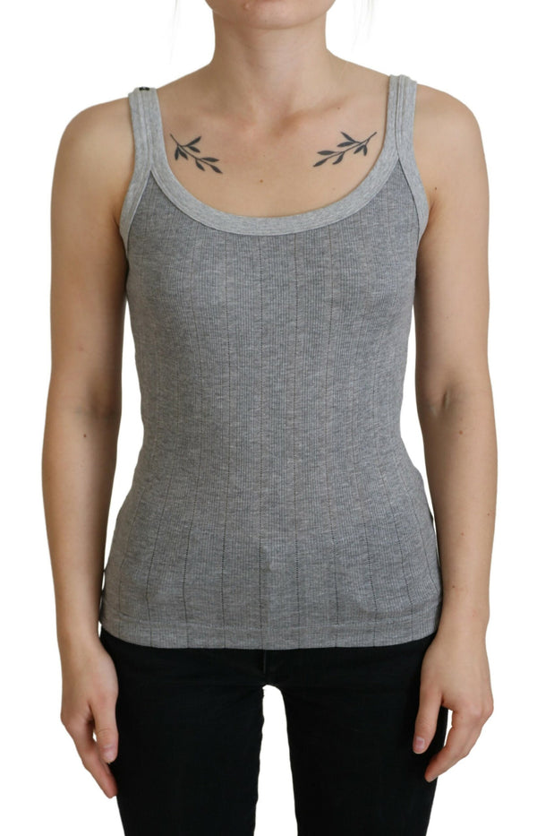 Dolce &amp; Gabbana Grey Cotton Modal Canotta Tank Top T-paita