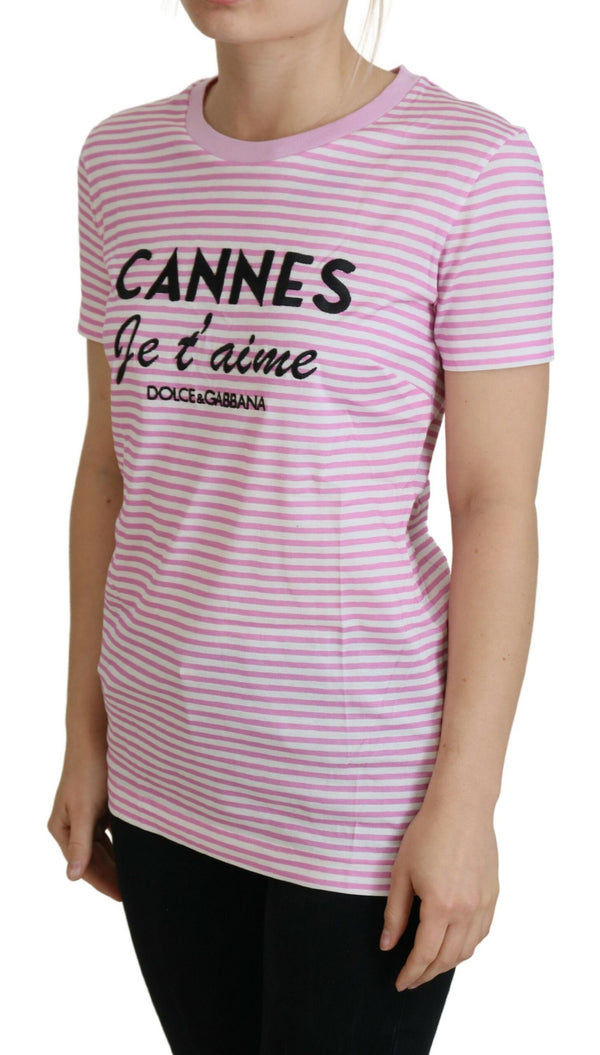 Dolce &amp; Gabbana White Pink CANNES Exclusive T-paita