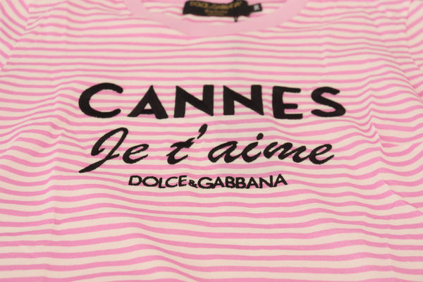 Dolce &amp; Gabbana White Pink CANNES Exclusive T-paita