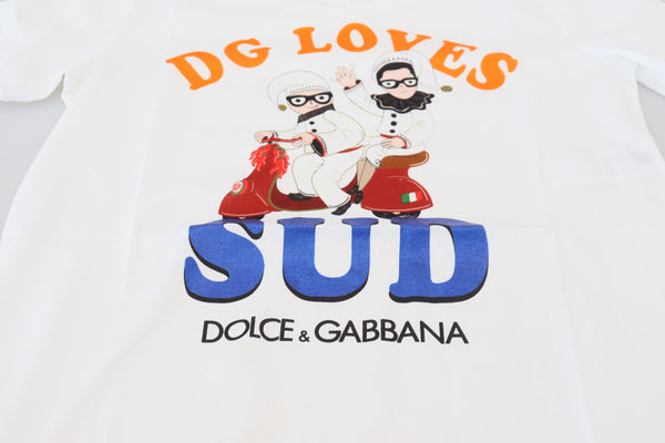 Dolce &amp; Gabbana White Cotton DG Loves SUD T-paita