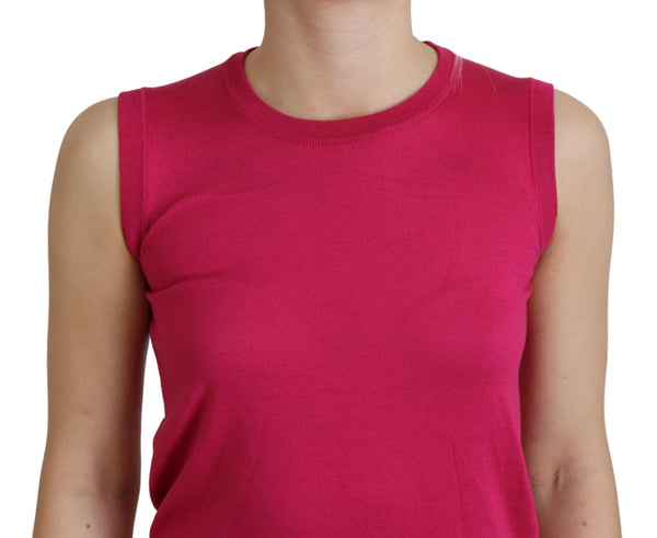 Dolce &amp; Gabbana Pink Silk Vest Pullover Crewneck Tank Top