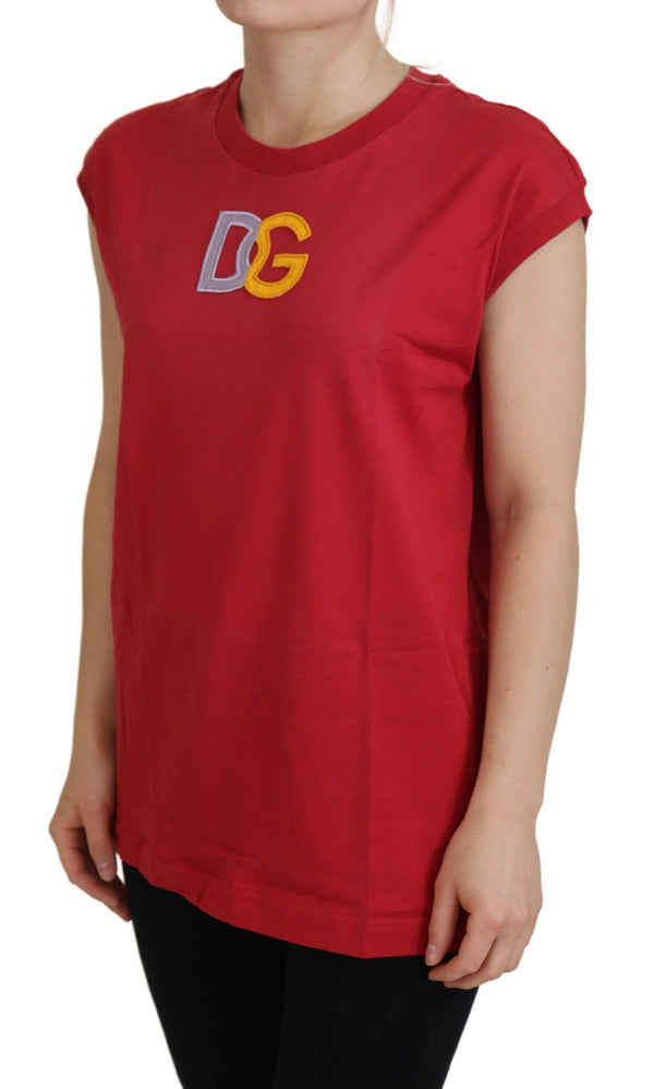 Dolce &amp; Gabbana Red Cotton DG Logo Tank Top T-paita