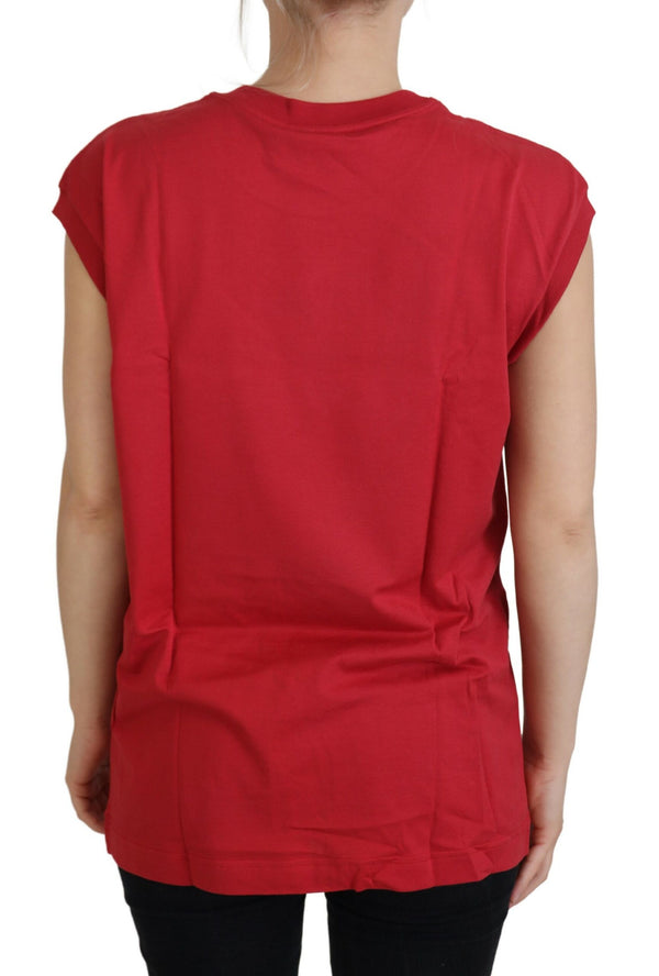 Dolce &amp; Gabbana Red Cotton DG Logo Tank Top T-paita