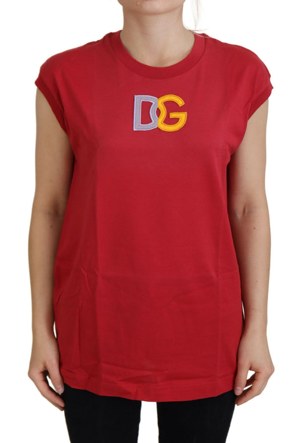 Dolce &amp; Gabbana Red Cotton DG Logo Tank Top T-paita