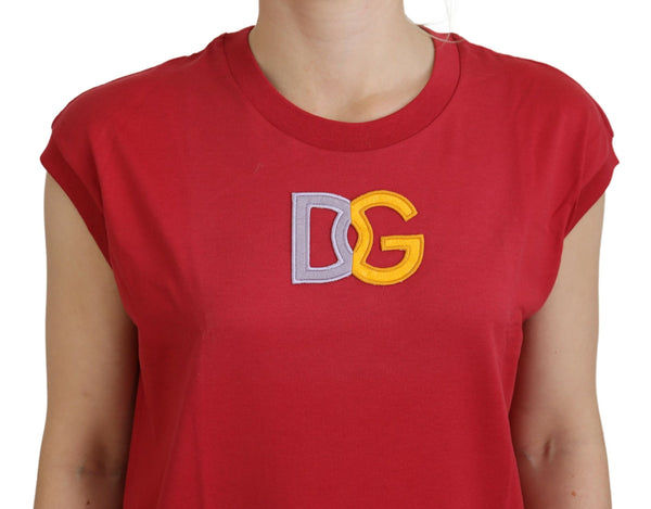 Dolce &amp; Gabbana Red Cotton DG Logo Tank Top T-paita