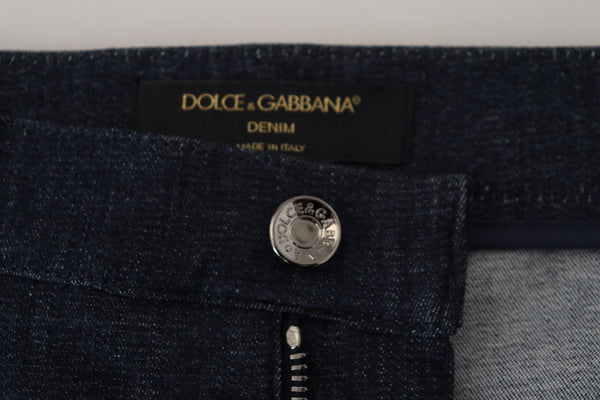 Dolce &amp; Gabbana Blue Floral Print Straight Denim Farkut