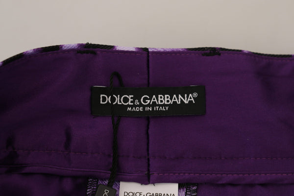 Dolce &amp; Gabbana Purple Leopard Print High Waist -housut