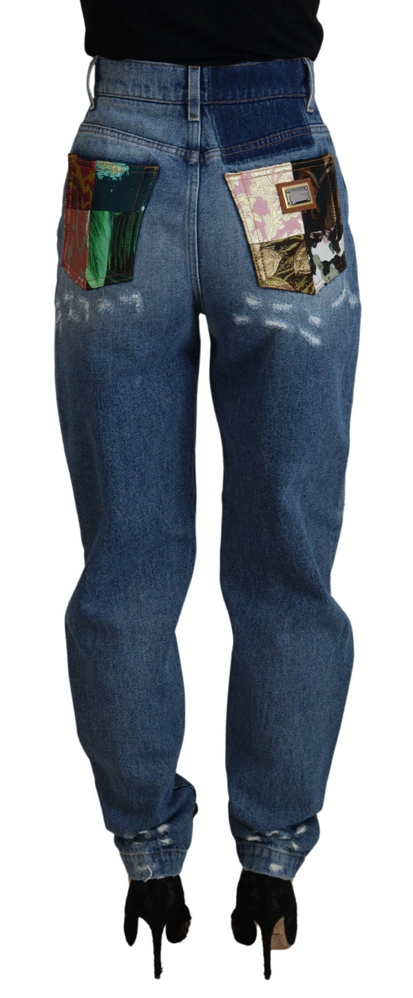 Dolce &amp; Gabbana Blue Tattered Skinny Denim Cotton Farkut