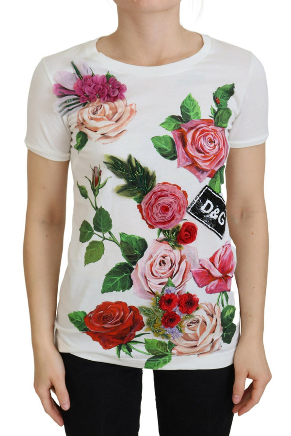 Dolce &amp; Gabbana White Rose DGLogo painatus lyhythihainen toppi