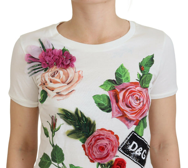 Dolce &amp; Gabbana White Rose DGLogo painatus lyhythihainen toppi