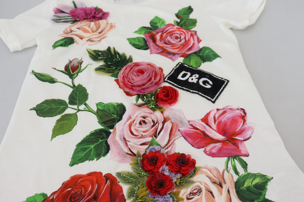 Dolce &amp; Gabbana White Rose DGLogo painatus lyhythihainen toppi