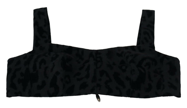 Dolce &amp; Gabbana Black Leopard Cropped Bustier Corset -rintaliivit