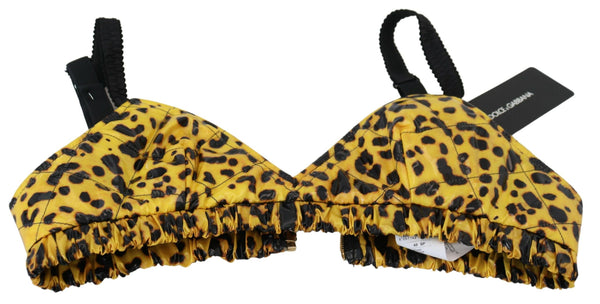 Dolce &amp; Gabbana Yellow Leopard Cropped Bustier Corset -rintaliivit