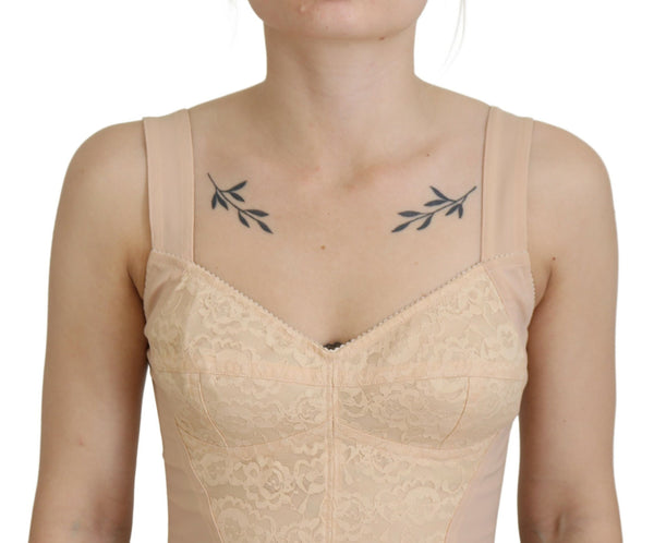 Dolce &amp; Gabbana beige rajattu bustier korsettirintaliivit