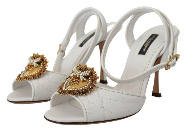 Dolce &amp; Gabbana White Devotion koristellut sandaalikengät