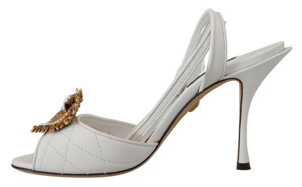 Dolce &amp; Gabbana White Devotion koristellut sandaalikengät