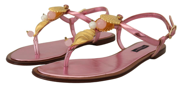 Dolce &amp; Gabbana Pink Ebellished Slides Flats Sandaalit Kengät