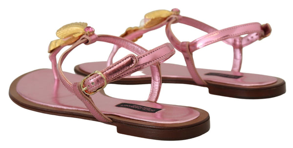 Dolce &amp; Gabbana Pink Ebellished Slides Flats Sandaalit Kengät