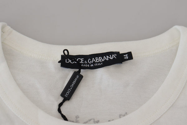 Dolce &amp; Gabbana White DG Crown Floral Crewneck Miesten T-paita