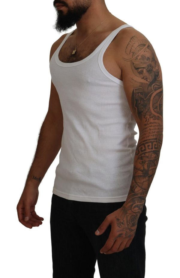 Dolce &amp; Gabbana Cotton White Tank Sleeveless Underwear T-paita