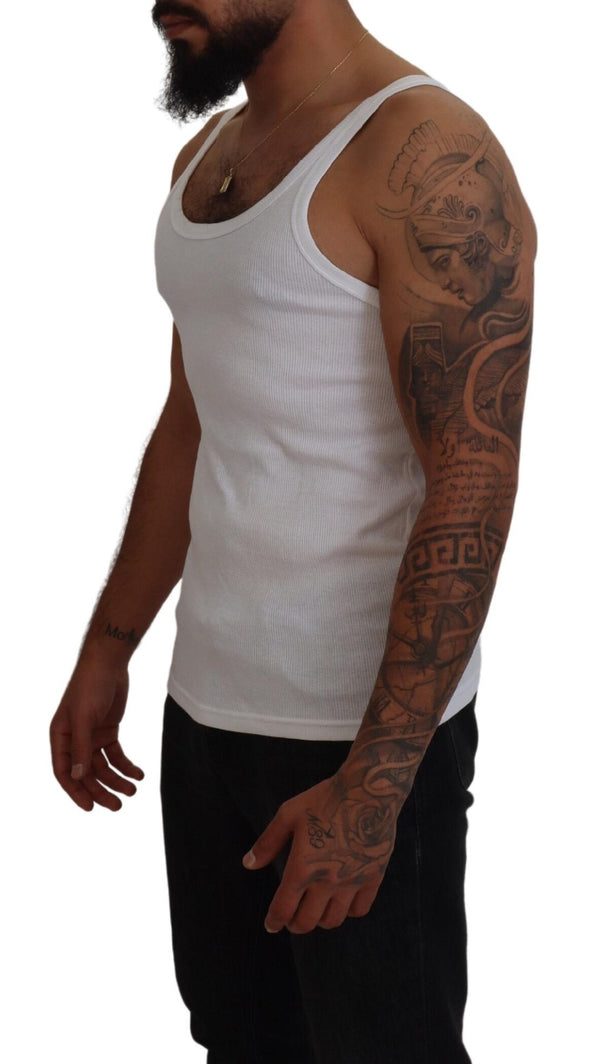 Dolce &amp; Gabbana Cotton White Tank Sleeveless Underwear T-paita