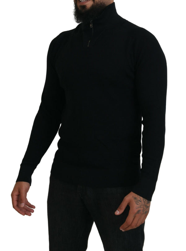 Dolce &amp; Gabbana Black Silk Turtle Neck -neulepusero