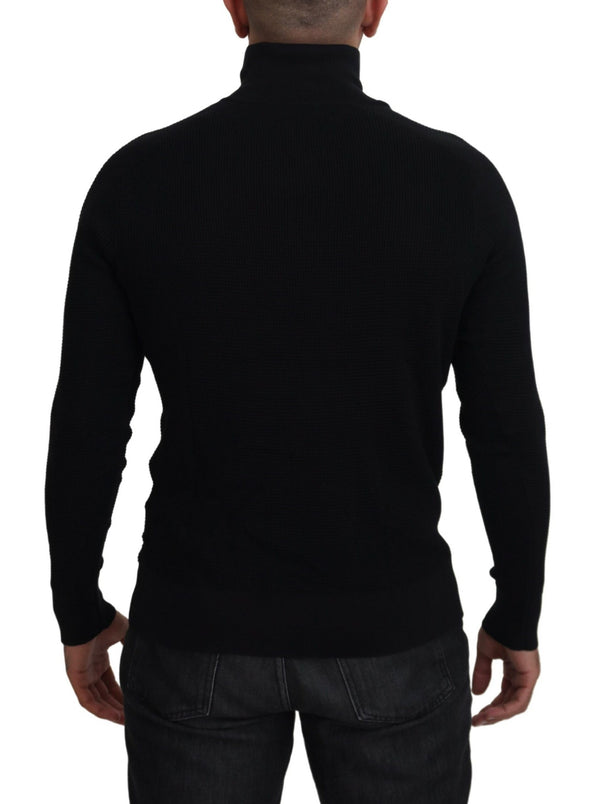 Dolce &amp; Gabbana Black Silk Turtle Neck -neulepusero