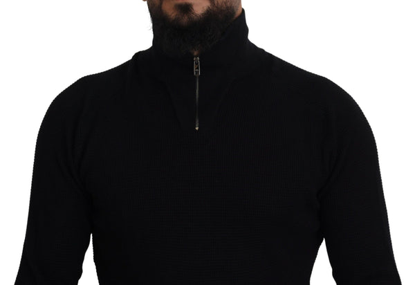 Dolce &amp; Gabbana Black Silk Turtle Neck -neulepusero