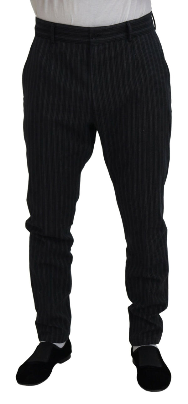 Dolce &amp; Gabbana Dark Grey Stripes Chino -mekkohousut