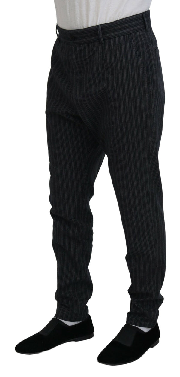 Dolce &amp; Gabbana Dark Grey Stripes Chino -mekkohousut