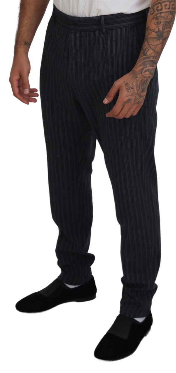 Dolce &amp; Gabbana Dark Grey Stripes Chino -mekkohousut