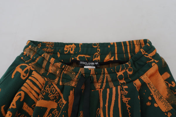 Dolce &amp; Gabbana Multicolor Logo Print Silk Cargo Jogger Pants