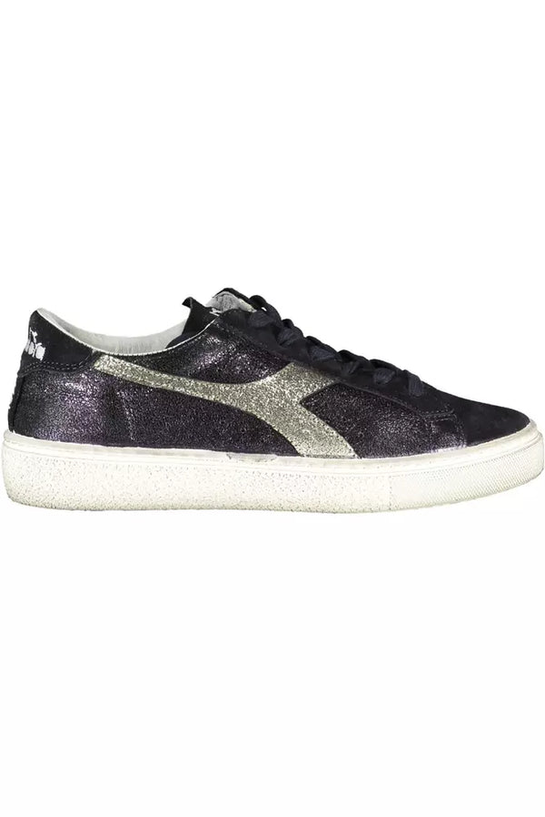 Diadora Elegant Black Lace-Up Sneakers with Contrasting Details