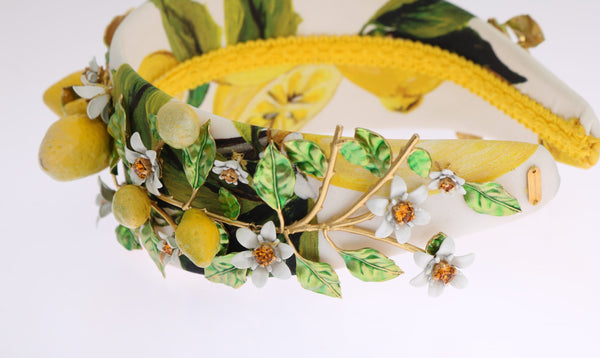 Dolce &amp; Gabbana Yellow Lemons Sicily Crystal Diadem Tiara -pääpanta