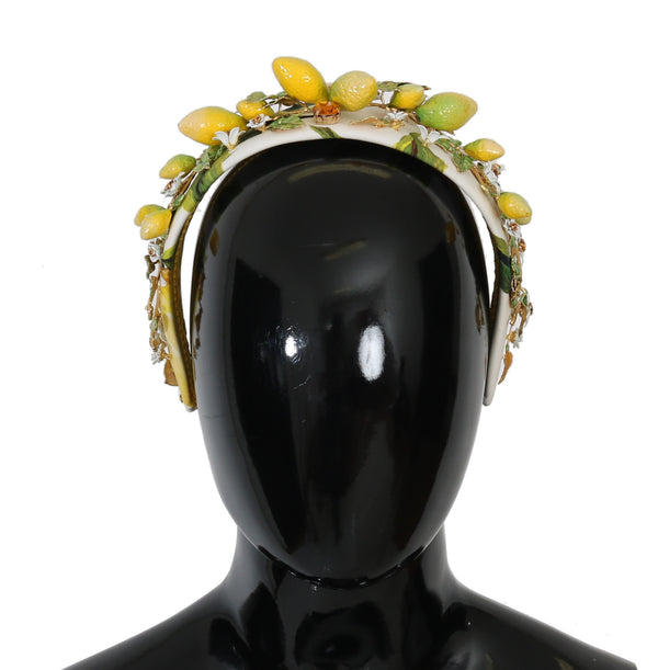 Dolce &amp; Gabbana Yellow Lemons Sicily Crystal Diadem Tiara -pääpanta